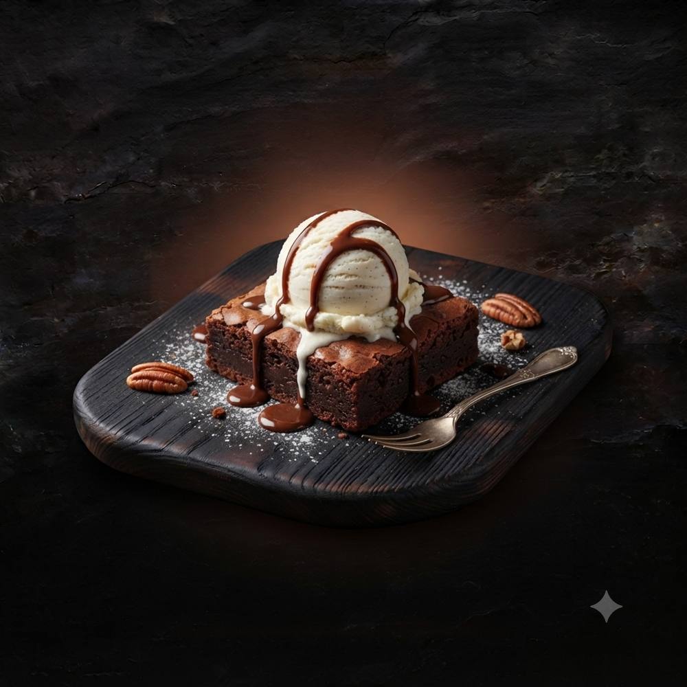 Brownie con helado